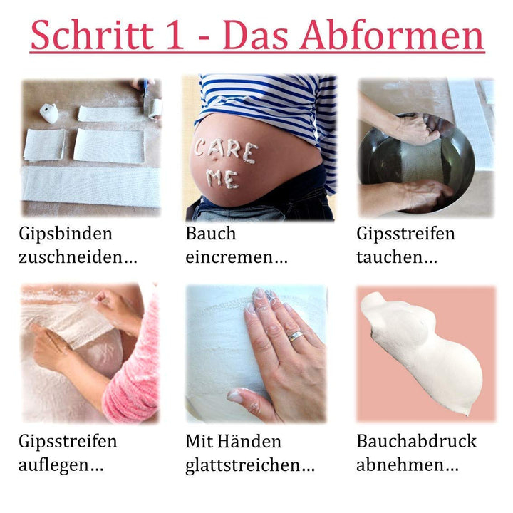 XXL Babybauch Gipsabdruck Set | 24m Gipsbinden inkl. Profimaterial zur Glättung & Veredelung | Gipsa