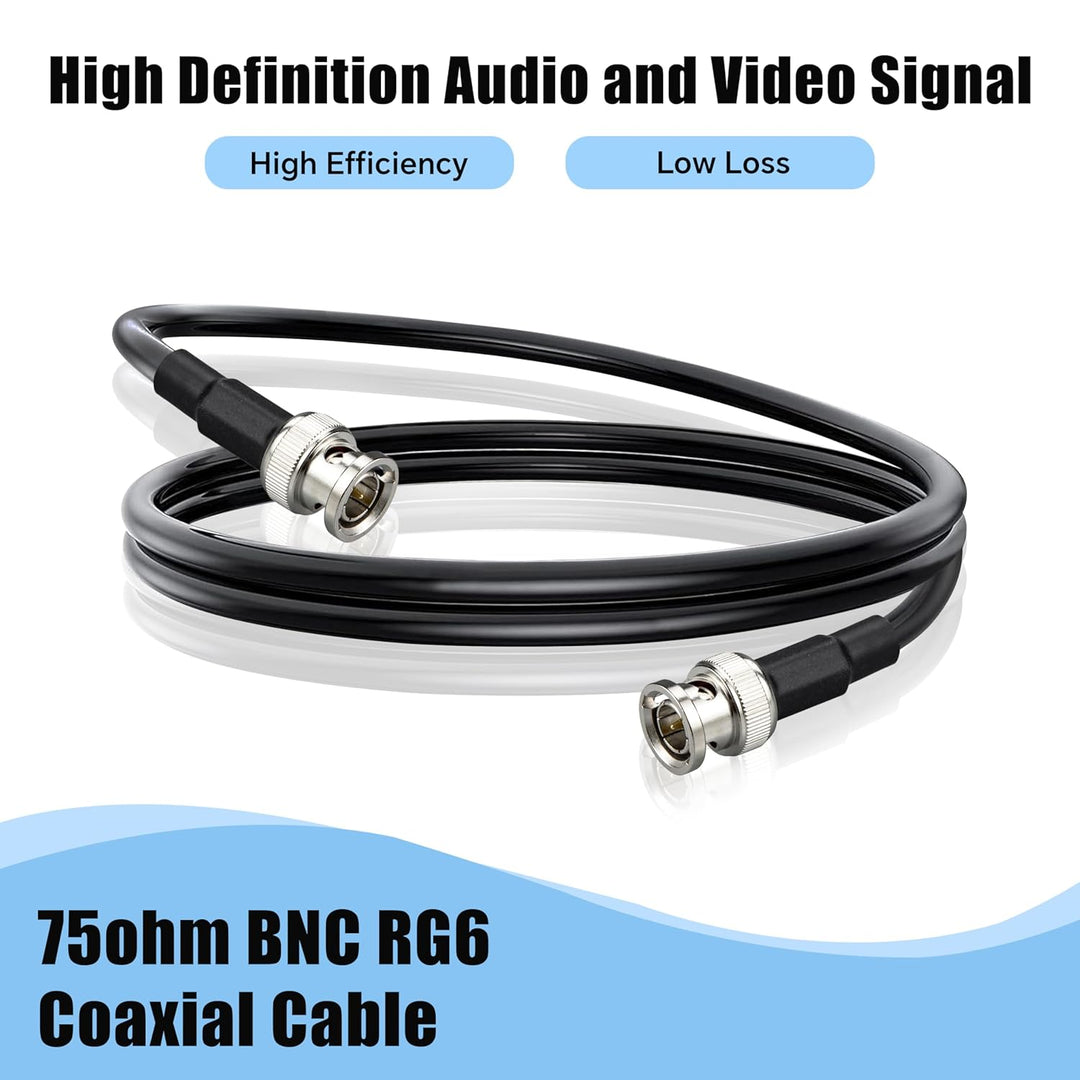15M BNC SDI-Kabel 75 Ohm RG6 BNC-Verlängerungskabel Stecker auf Stecker Schwarz Koaxialkabel für Vid