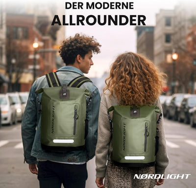 Nordlight Wasserdichter Rucksack Roll Top 25L - Hybrid 25" | Dry Bag Rucksack mit 15 Zoll Laptopfach