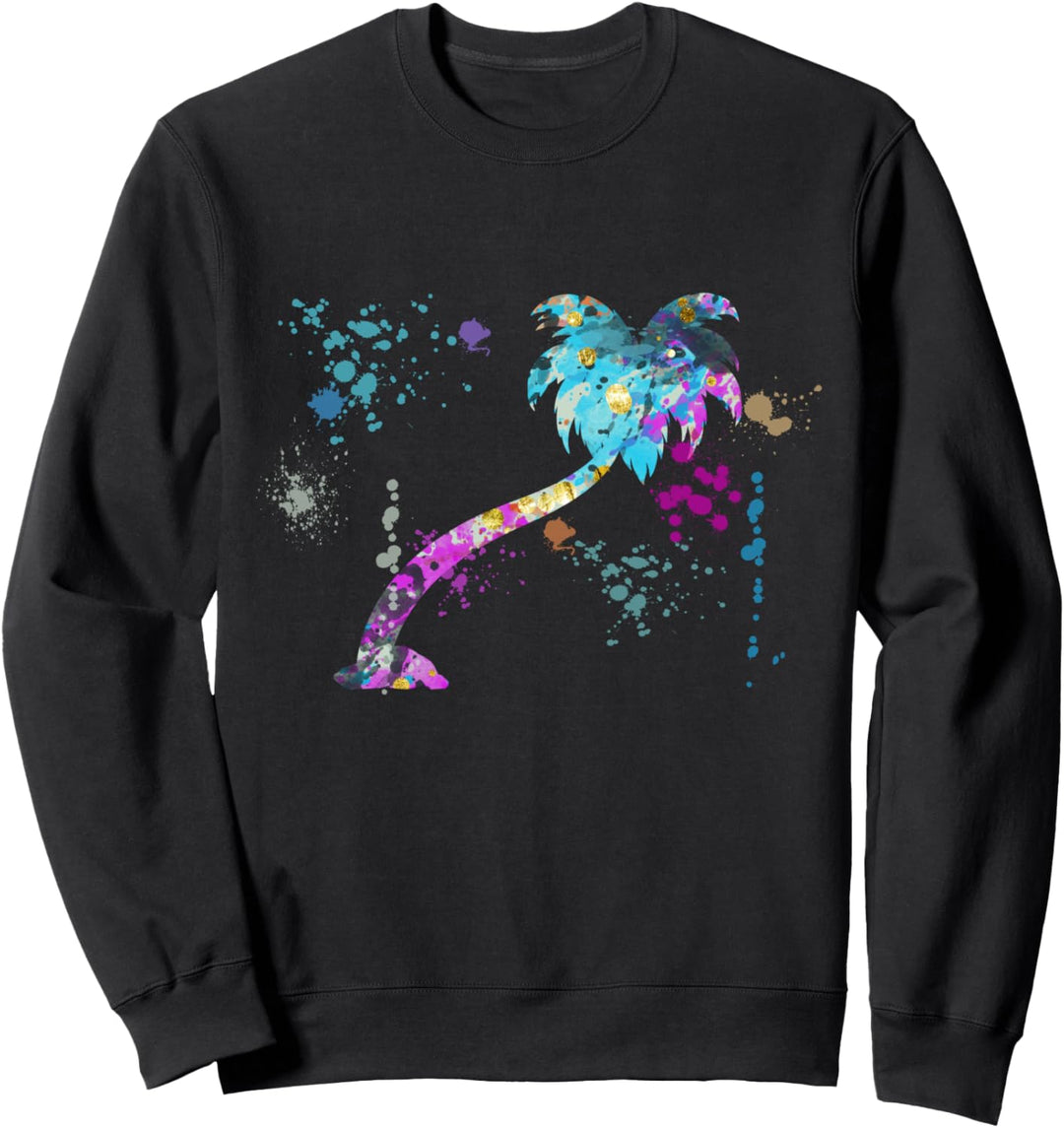 Palmen, bunte Aquarell-Silhouette, Palmen Sweatshirt