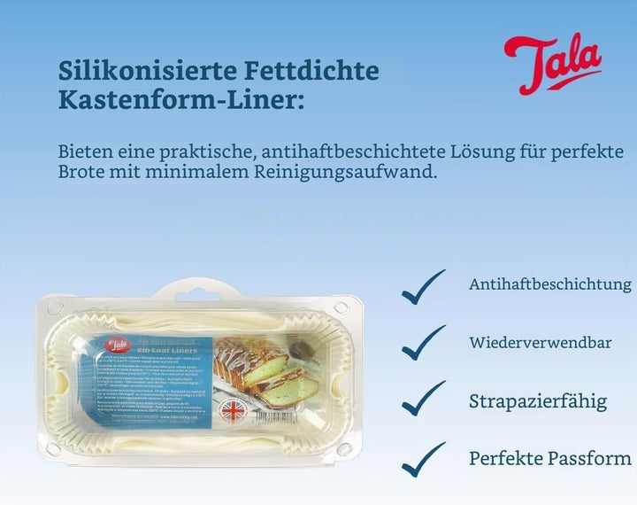 Tala Antihaftbeschichtete Papier-Backformen 2 lb, Fettresistentes Backpapier, Ideal für Brot, Gebäck