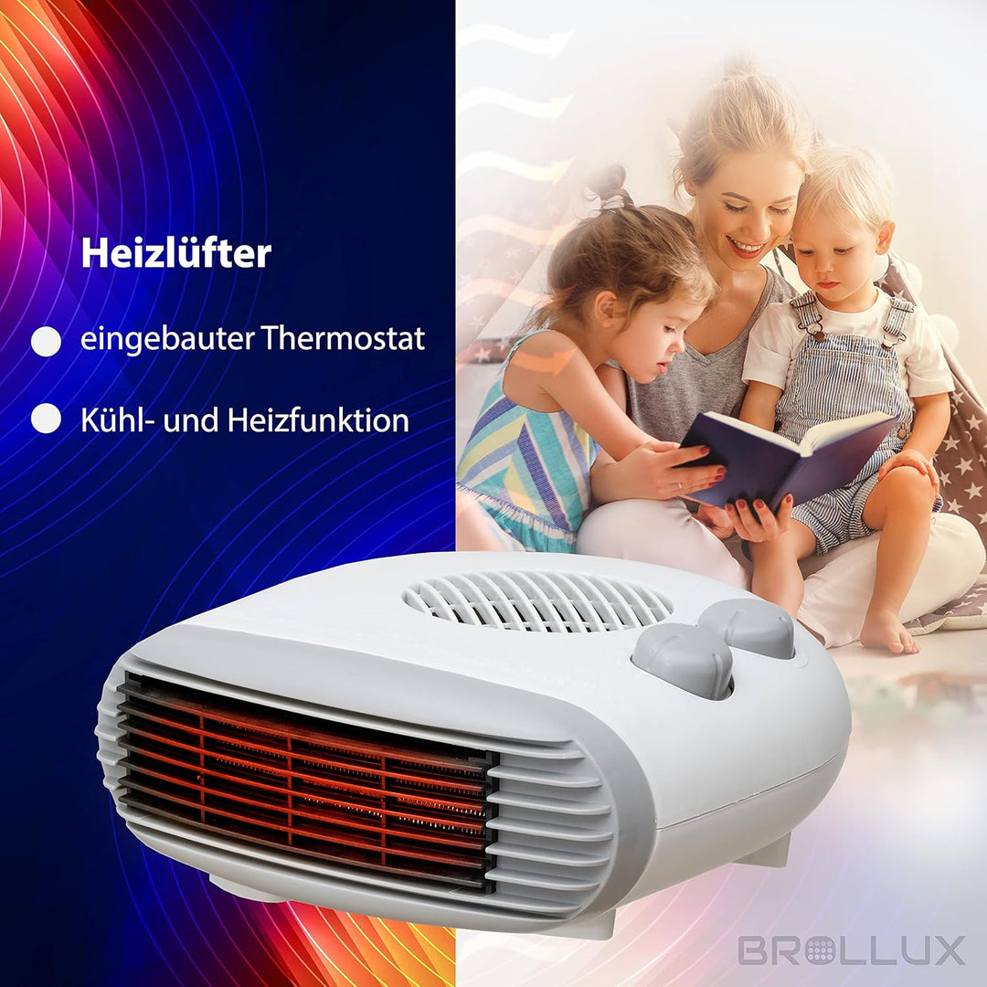 Elektroheizung 2000W LUX13 mobiles Heizgerät Thermoventilator Heizlüfter Elektroheizkörper weiss mob