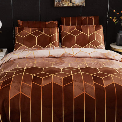 Luofanfei Microfaser Bettwäsche 200x220 Gelb Taupe Braun Khaki Streifen Geometrisch Gestreift Bettwa