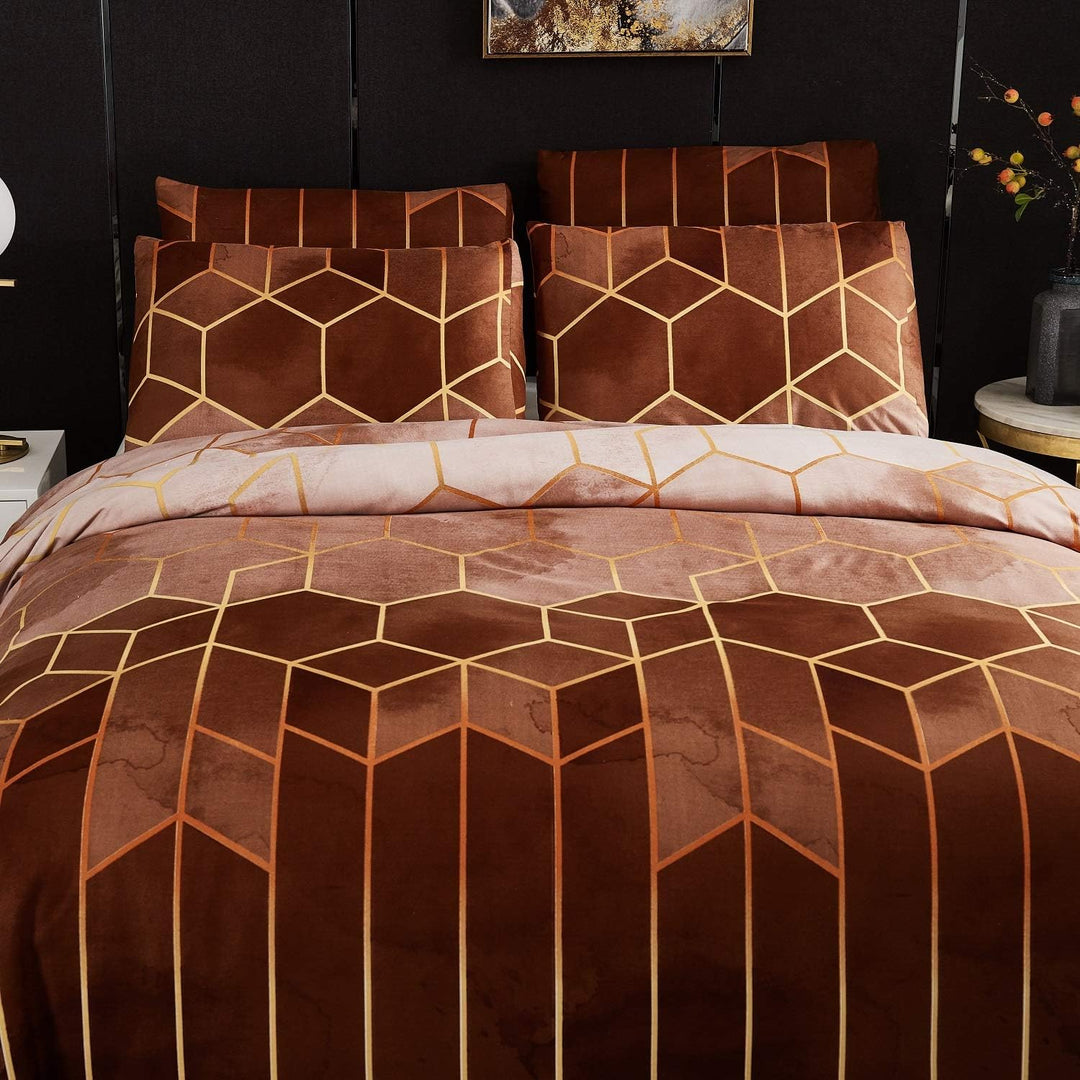 Luofanfei Bettwäsche 200x200 Gestreift 3 Teilig Geometrisch Bettbezug Gelb Taupe Braun Khaki Streife