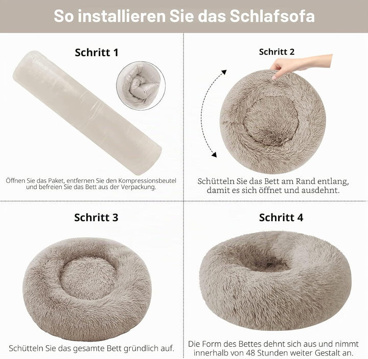 Nisrada Hundebett für kleine, mittelgrosse und grosse Hunde, 50cm, waschbar, rund, gemütlich, weich,