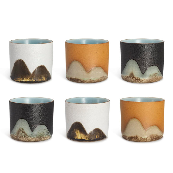 DigiTizerArt Satz von 5 handgezeichnete traditionelle chinesische Keramik Teetasse Teetassen, Pflanz