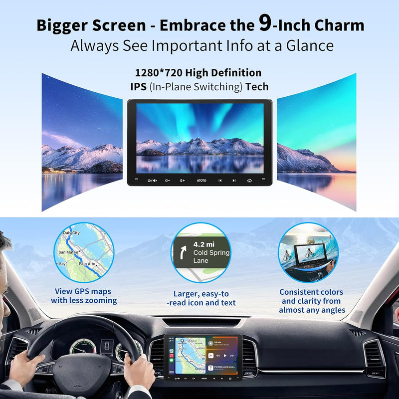 [9 Zoll] ATOTO F7WE Autoradio Doppel DIN, CarPlay Wireless und Android Auto Wireless, HD Touchscreen