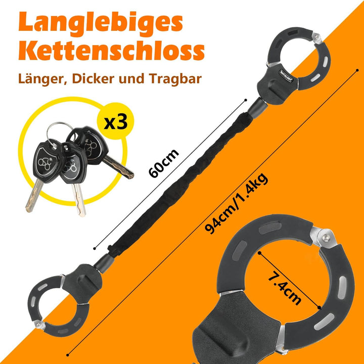 E Scooter Schloss, Schloss für E Scooter und Rollerschloss, Robustes Sicherheits Handschellen Kabels