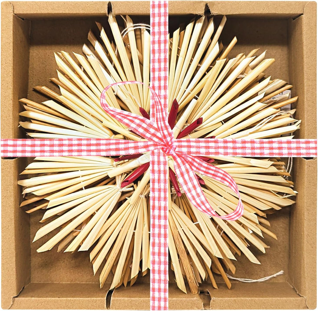 com-four® 8X Strohsterne im Mix-Set - Stroh-Anhänger für den Weihnachtsbaum - natürlicher Christbaum