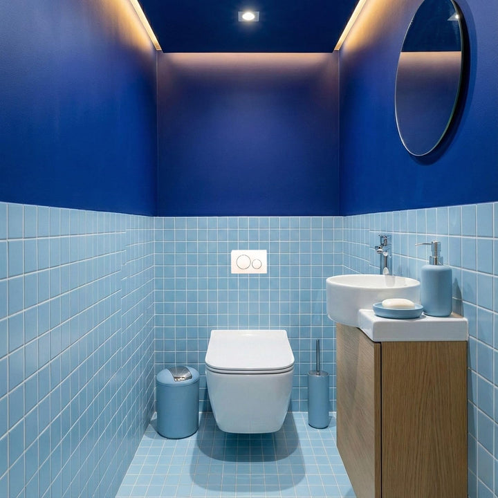 Badezimmer Set 6-teilig, Badaccessoires Komplettset Kunststoff, WC Garnitur mit Klobürste, Mülleimer