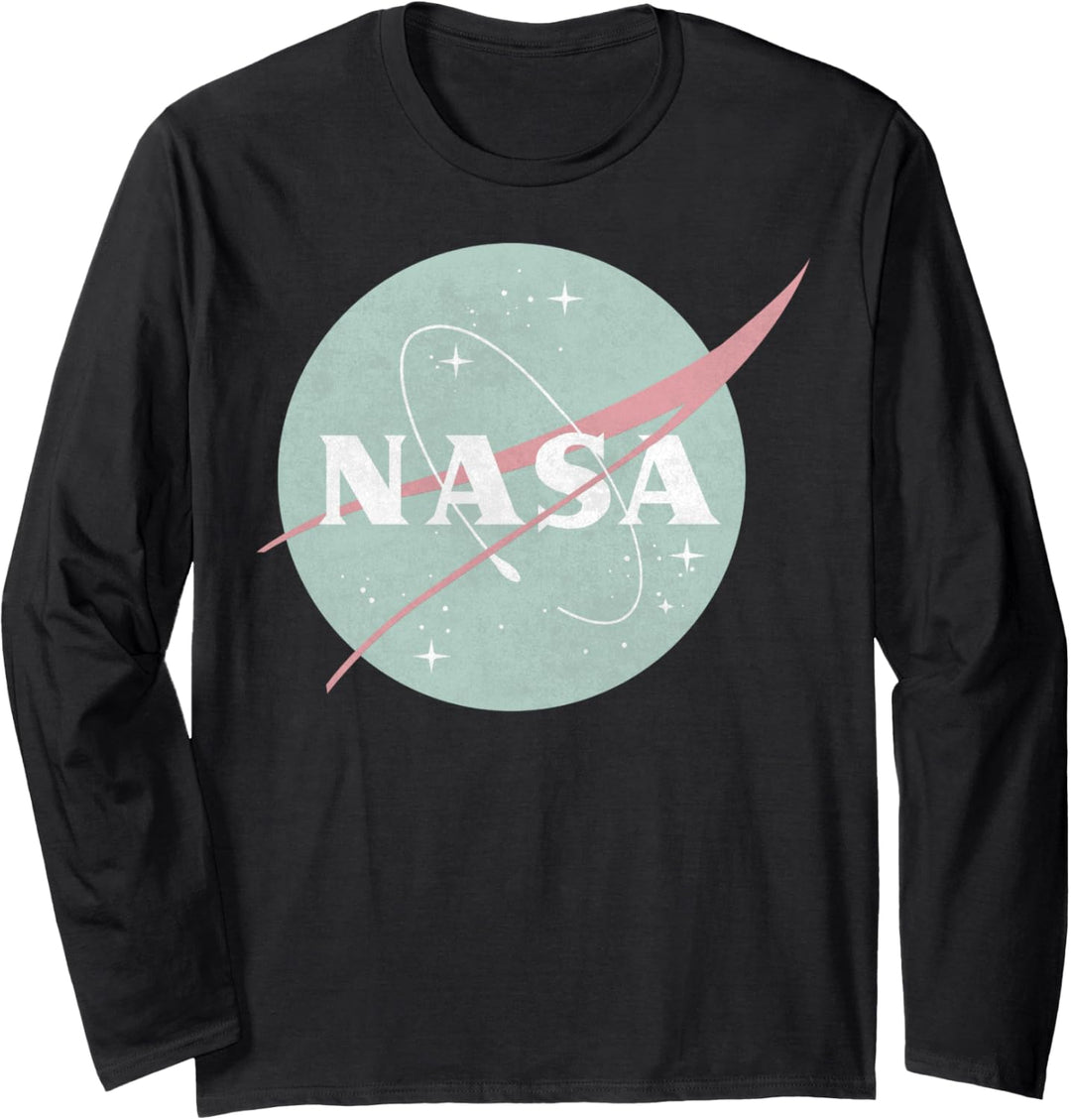 NASA Dusty Aqua Green Color Logo Langarmshirt