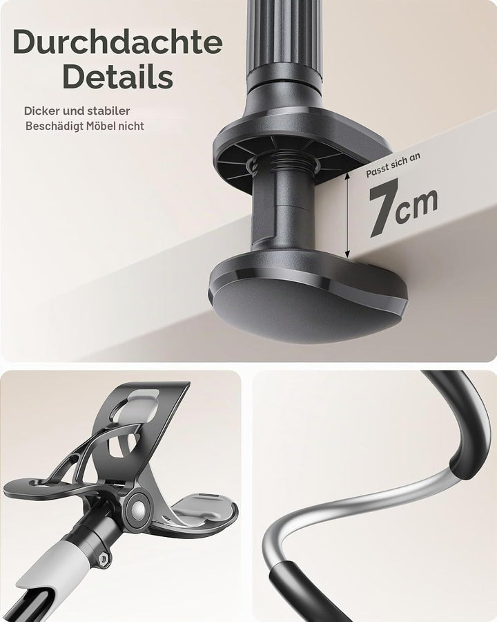 SAIJI Handy Halter für Bett, Schwanenhals Handy Halterung Braun, Braun