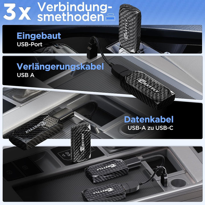 MSXTTLY Mini 3-in-1 Wireless CarPlay Android Auto Adapter, unterstützt Netflix, YouTube, TikTok und