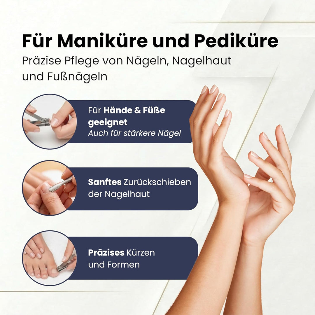 Maniküre Set 7-teilig – Reissverschluss-Etui mit Instrumenten aus Edelstahl & Karbonstahl – Maniküre
