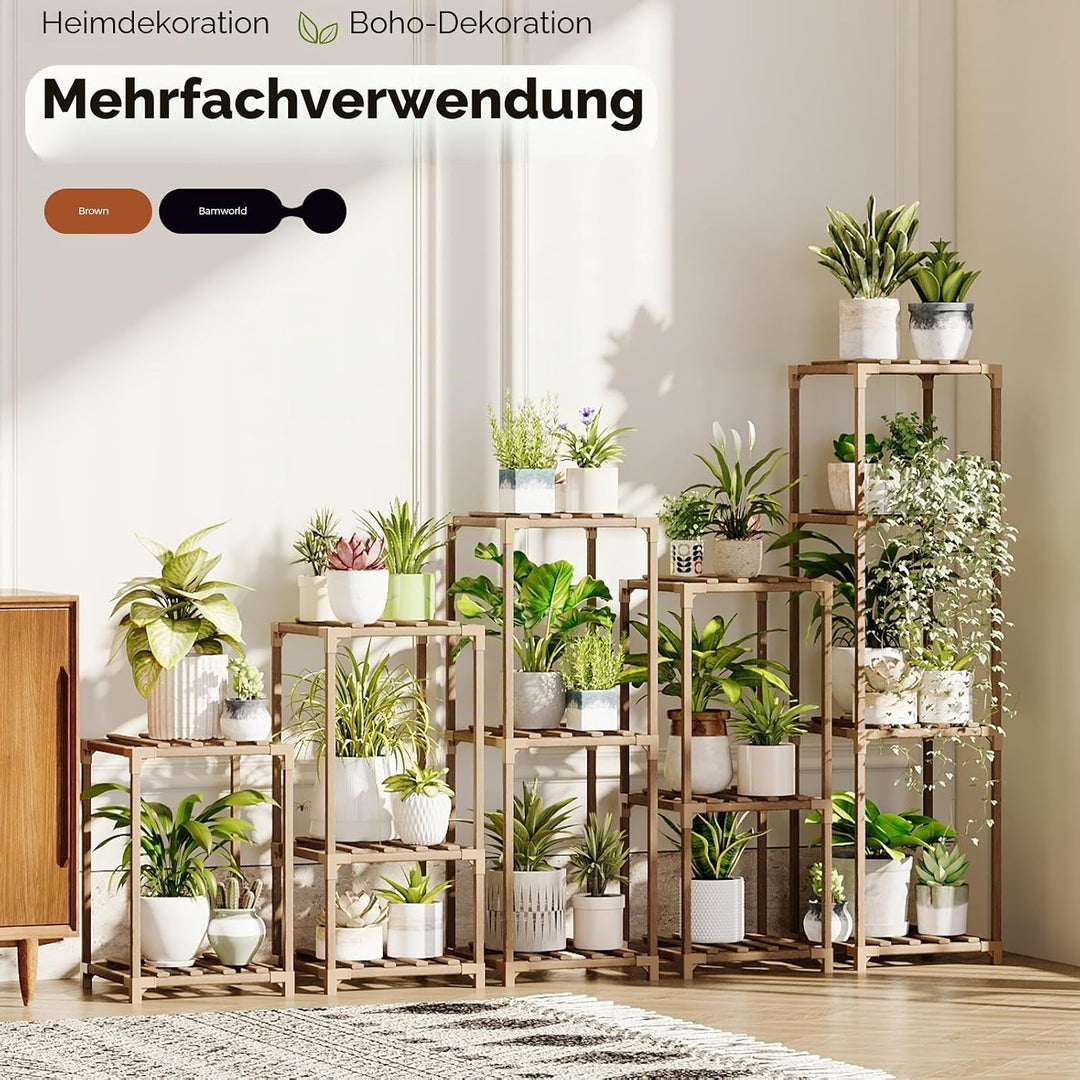 Bamworld 5 Sets von Paket-Pflanzenständer-Kombination, für Innen- und Aussenbereich, Pflanzenständer