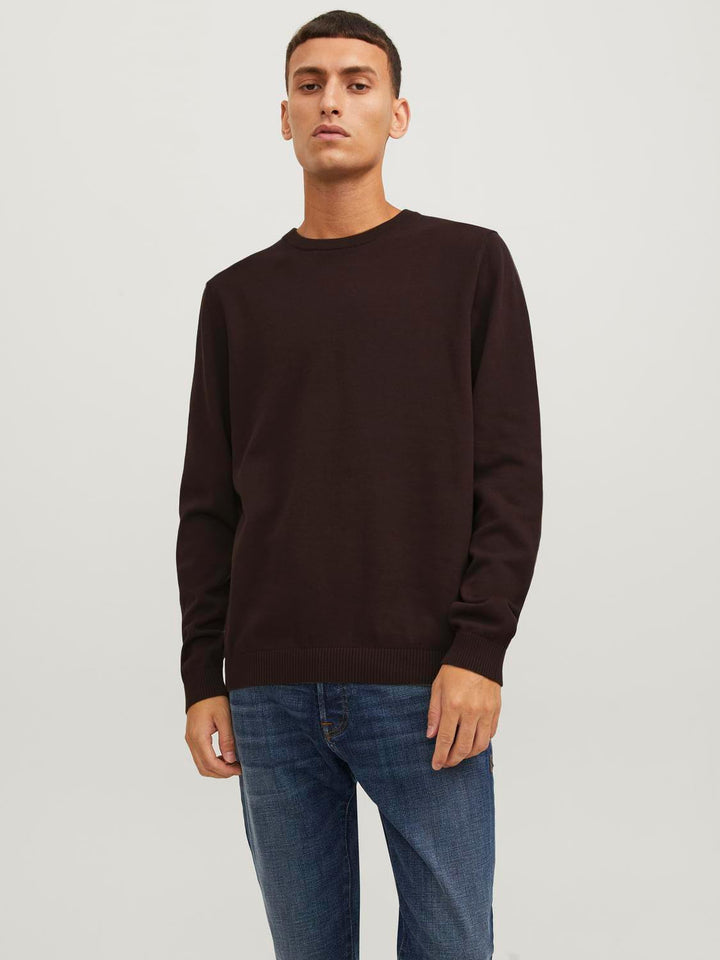 JACK & JONES Male Strickpullover Einfarbig Strickpullover M Braun (Mulch), M Braun (Mulch)