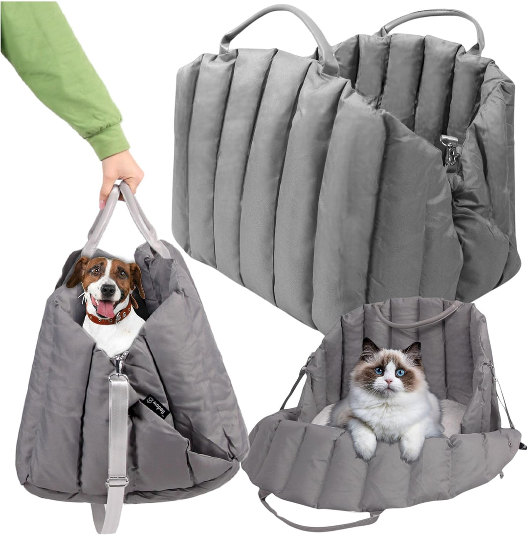 Wobbler Transporter 3in1 für Hund und Katze, Grau, Eco Leder und Polyester, 50x40cm, Transporttasche