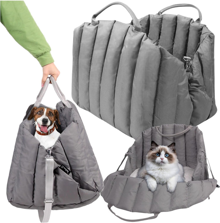 Wobbler Transporter 3in1 für Hund und Katze, Grau, Eco Leder und Polyester, 50x40cm, Transporttasche