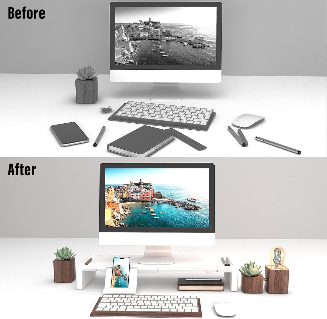 OImaster Monitorständer Riser, klappbar, höhenverstellbarer Computerständer mit Schublade & Stiftefa