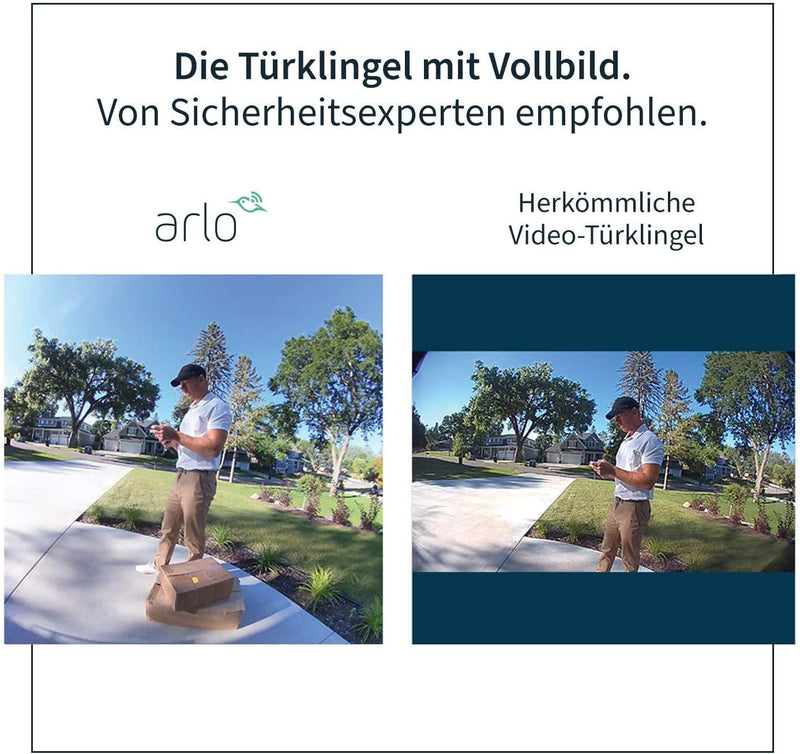 Arlo Kabellose Video Türklingel & Gong/Chime, 1080p HD, RedDot Design Gewinner, 180° Grosses Sichtfe