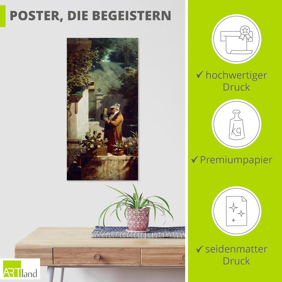 ARTland Poster Kunstdruck Wandposter Bild ohne Rahmen 50x100 cm Garten Pflanzen Kaktus Gärtner Der K