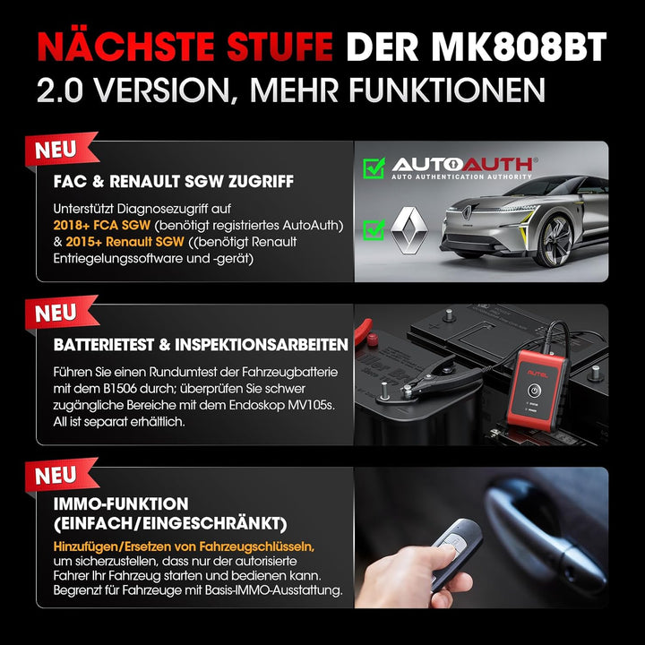 Autel MaxiCOM MK808K-BT OBD2 Diagnosegerät Gleich wie MK808BT Pro 2024 Bidirektionaler Aufstockung d