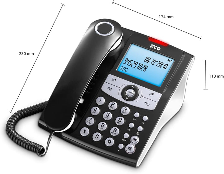 SPC Elegance ID – Festnetztelefon mit beleuchtetem Display, 2 Direktspeichern, Telefonbuch, Anrufer-