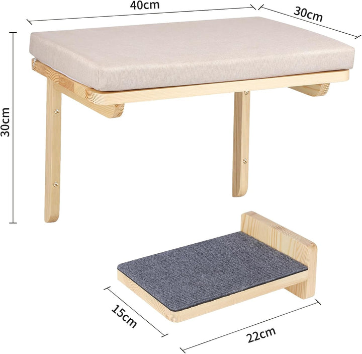 Kletterwand für Katzen mit 2 Stufen I Hängematte für Katzen 3-teilig I Set Kratzbaum zur Wandmontage