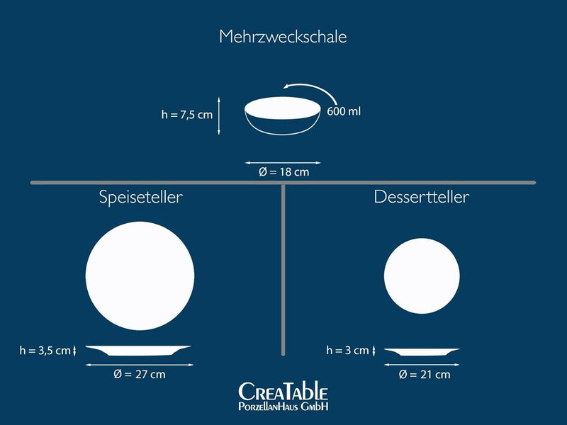 CreaTable, 25861, Serie TROPICANA black, Geschirrset, Teller Set 12 teilig Teller Set 12 teilig Schw