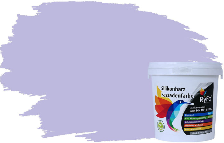 RyFo Colors Silikonharz Fassadenfarbe Lotuseffekt Trend Flieder 1l - bunte Fassadenfarbe, weitere Bl