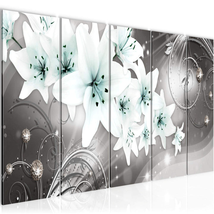 Runa Art Bild Blumen Lilien Wandbilder auf Vlies Leinwand 5 Teilig Wanddekoration Wohnzimmer Schlafz
