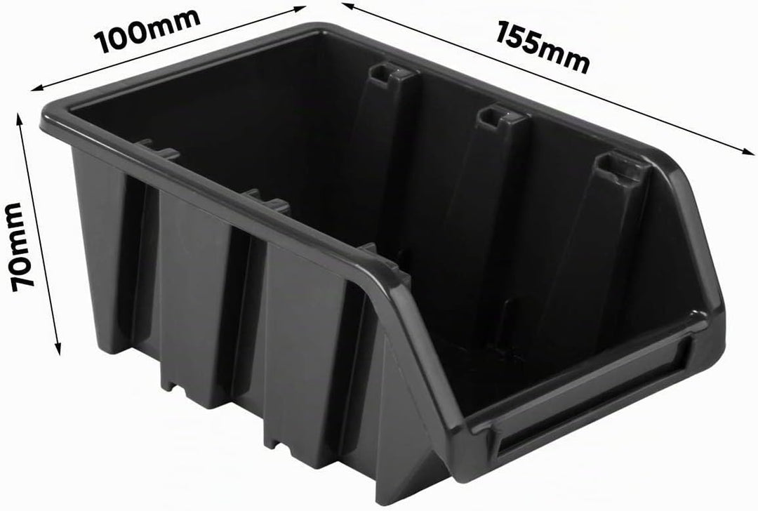 PAFEN Werkzeugwand Lagersystem 2308 x 780 mm - SET Werkzeughaltern und 84 Stück Schwarz Stapelboxen