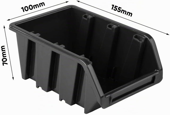 PAFEN Werkzeugwand Lagersystem 2308 x 780 mm - SET Werkzeughaltern und 84 Stück Schwarz Stapelboxen