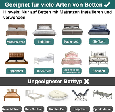 UISEBRT 2X Bettgitter Bettschutzgitter für Kinder 60cm 5-Loch Höhenverstellbar - Bett Rausfallschutz