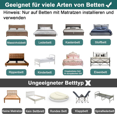 UISEBRT 2X Bettgitter Bettschutzgitter für Kinder 60cm 5-Loch Höhenverstellbar - Bett Rausfallschutz