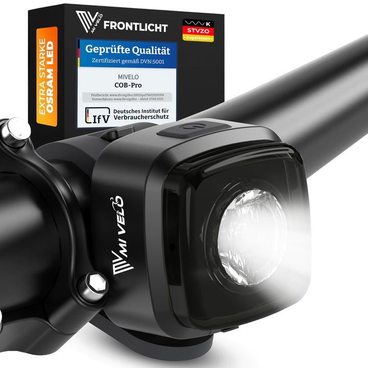 MIVELO Fahrradlicht Set mit Bremsanzeige - Fahrradlampe LED StVZO, IPX5 wasserdicht - Fahrradbeleuch