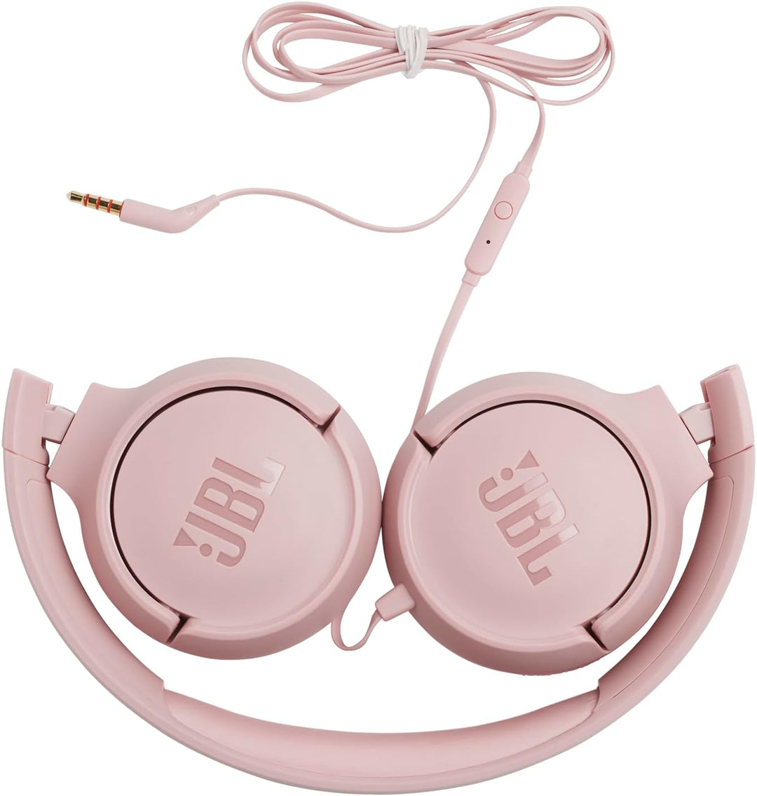 JBL Tune 500 On-Ear Kopfhörer mit Kabel - Pink – Ohrhörer mit 1-Tasten-Fernbedienung, integriertem M
