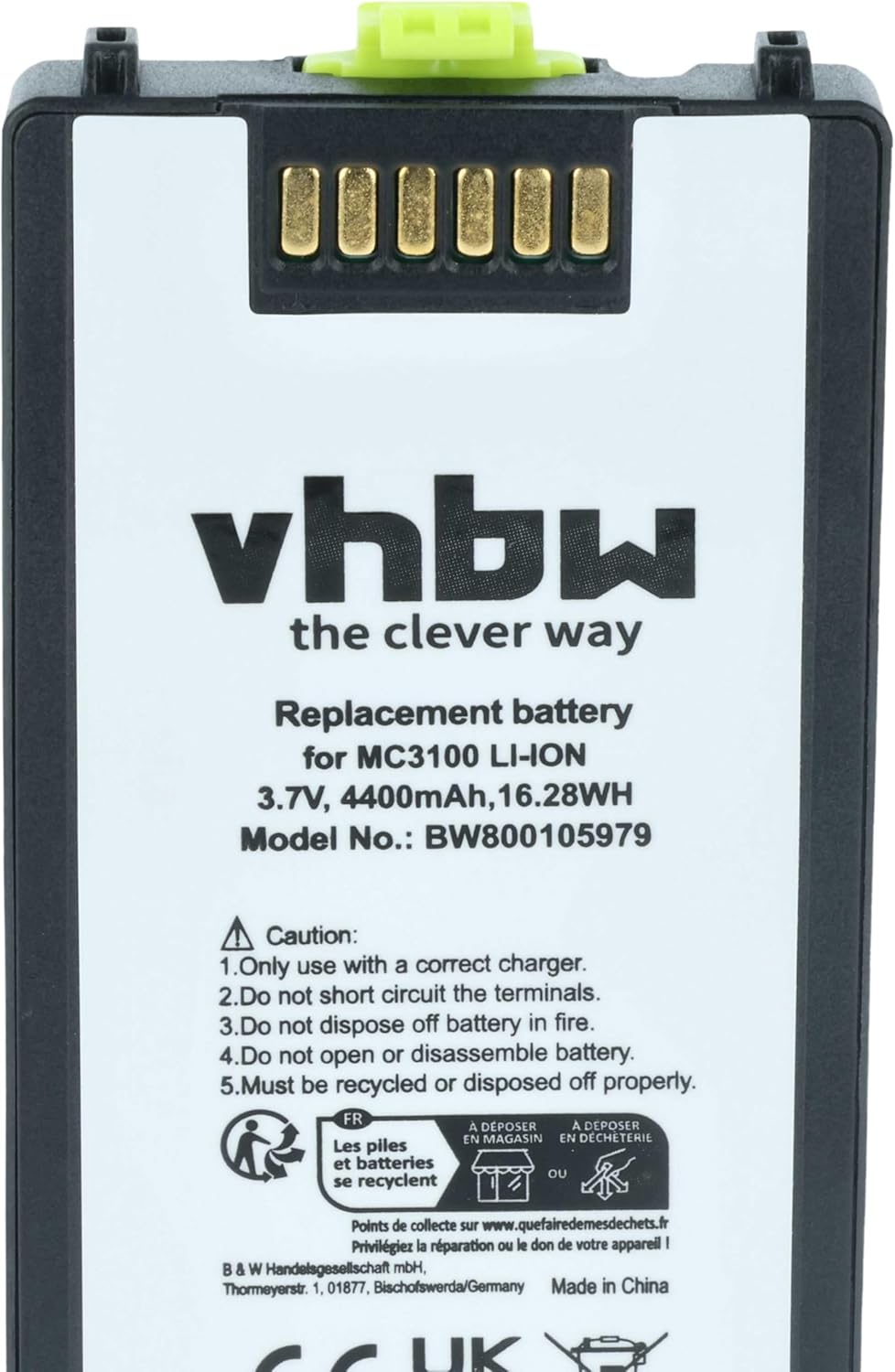 vhbw Akku kompatibel mit Symbol MC3190, MC3100, MC3190G, MC3190-G13H02E0, MC3190-GL4H04E0A Barcodesc