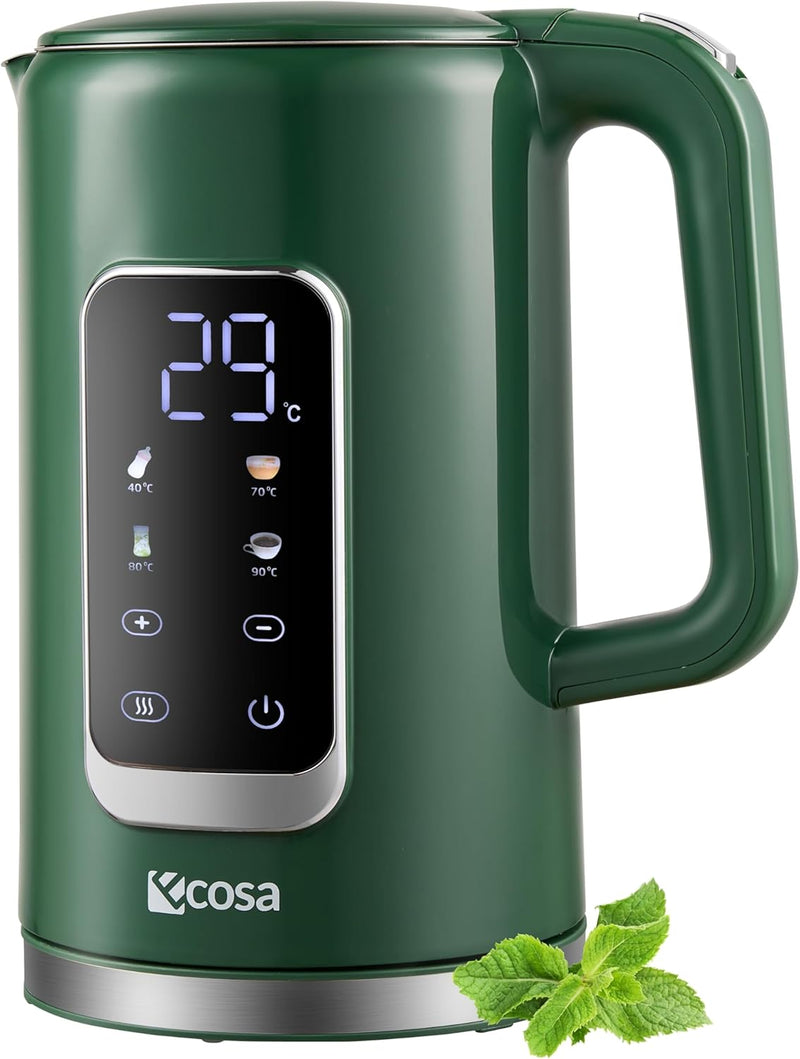 Wasserkocher Edelstahl mit Temperatureinstellung (40°C-100°C) 1,7 Liter 2200 Watt Teekocher 100% BPA