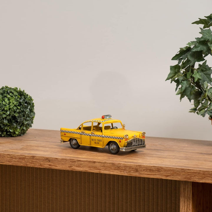Moritz Blech-Deko Auto Taxi gelb Blechdekoration Blechmodell Modellauto Retro Sammlerstück Vintage D