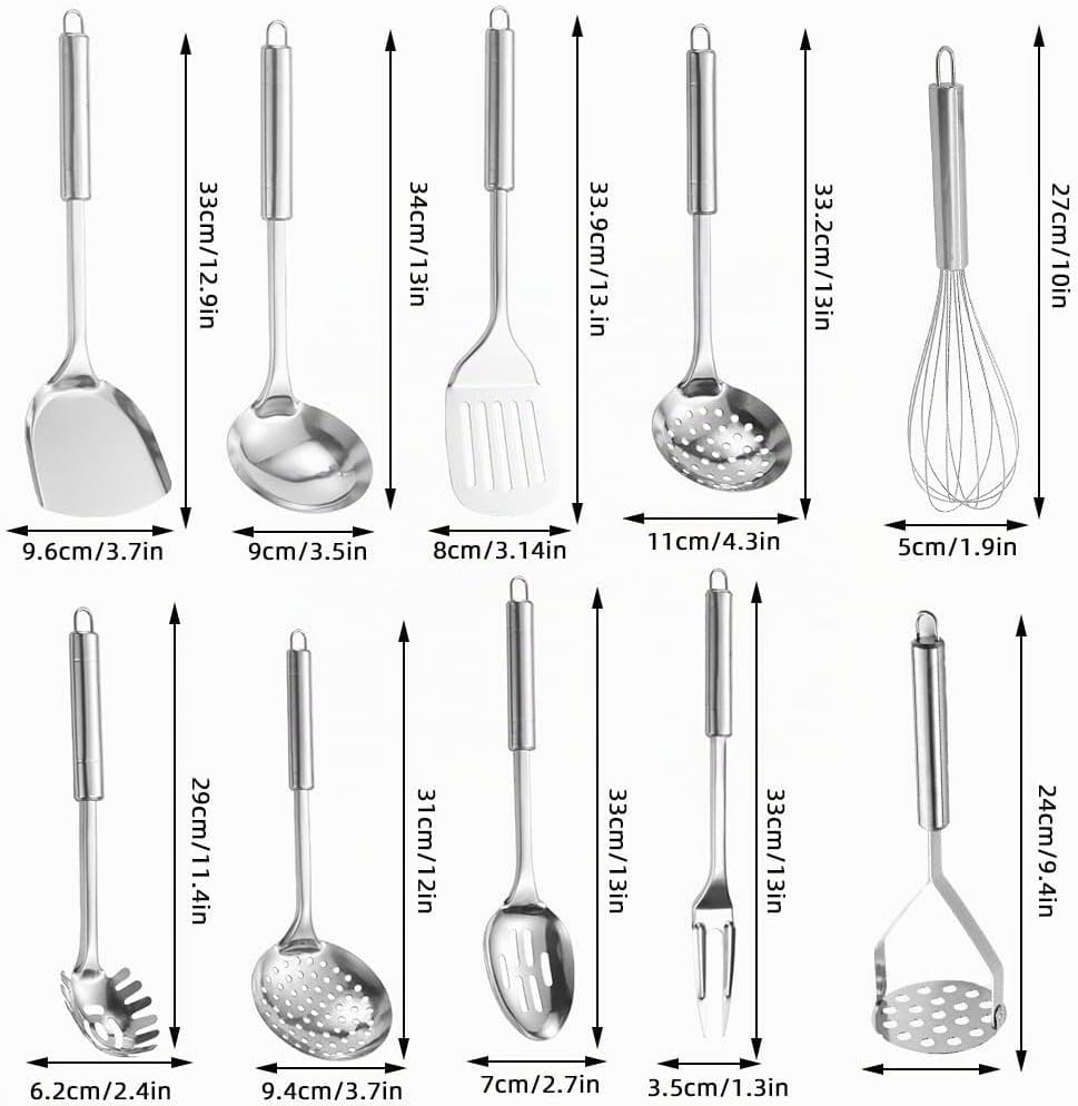 10er Küchenhelfer Set Küchenutensilien Edelstahl Kochlöffel Set Edelstahl Küchen Utensilien Set mit