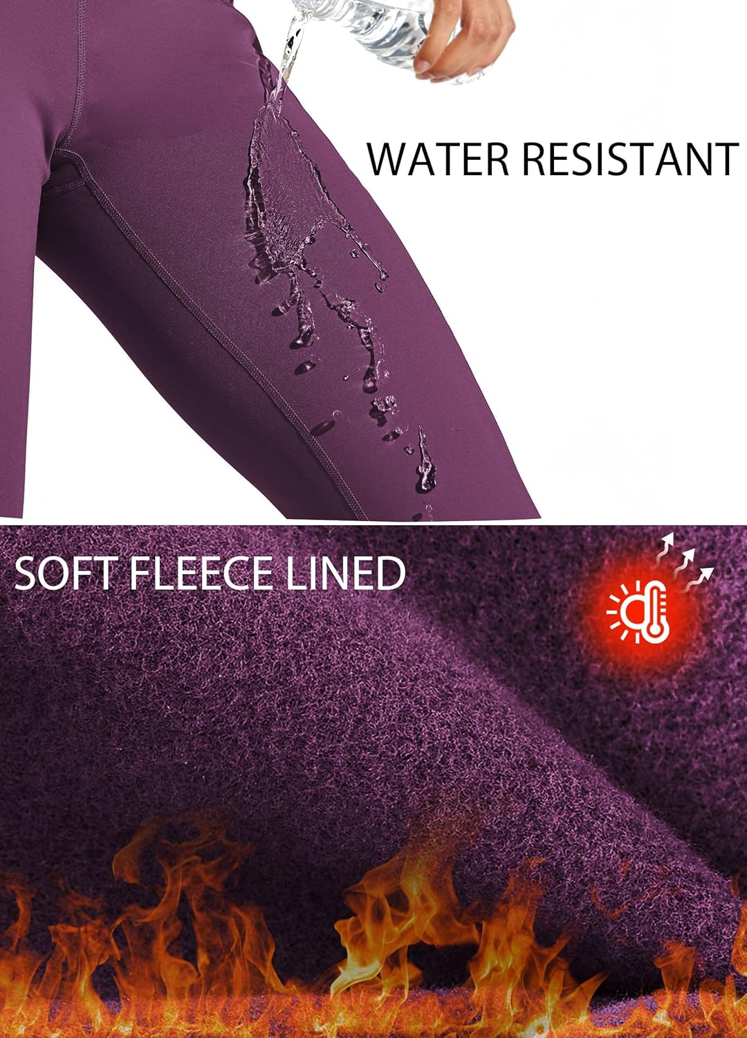 WILLIT Fleece gefütterte Leggings Damen Wasserbeständig Thermohose warme Winterhosen Yogahose Laufho