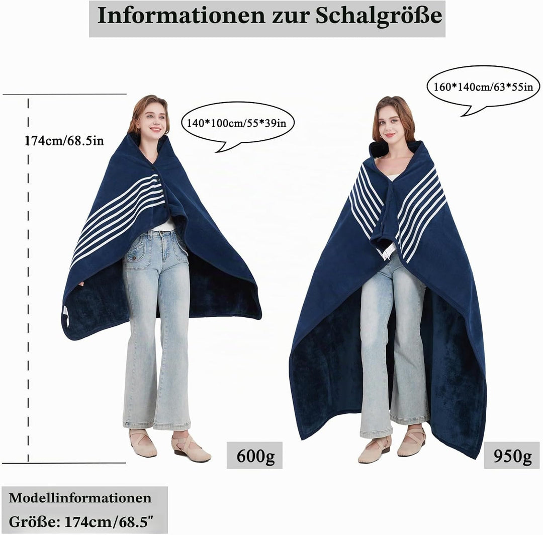 SIVENKE Damen Poncho Fleece Tragbare Decke, Karierte Schossdecke Bequemer Poncho Plüschdecken Überwu