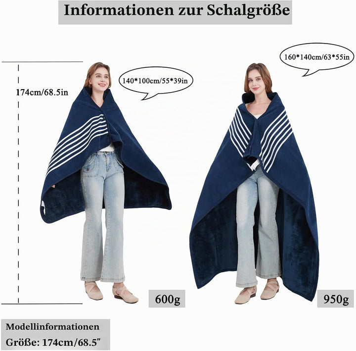 SIVENKE Damen Poncho Fleece Tragbare Decke, Karierte Schossdecke Bequemer Poncho Plüschdecken Überwu