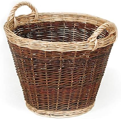 WEIDENPROFI Weidenkorb, Holzkorb zweifarbig aus Weide, rund mit Henkel - Grösse: Ø 37-55 x 33 cm hoc