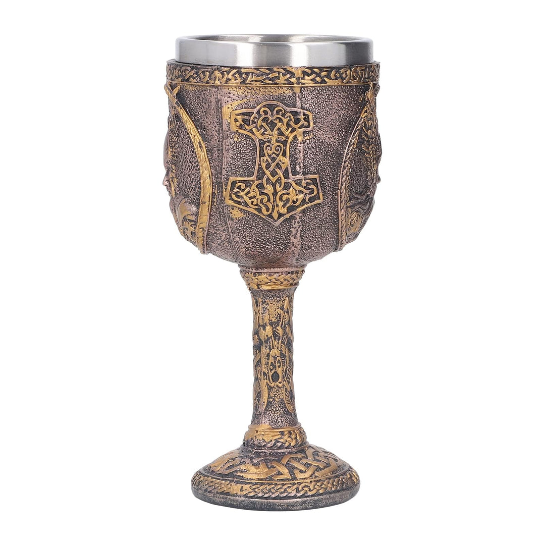 Atyhao Nordischer Kelch, Nordischer Weinkelch aus Edelstahl mit Harzschale, Dekorativer Retro-Bierbe