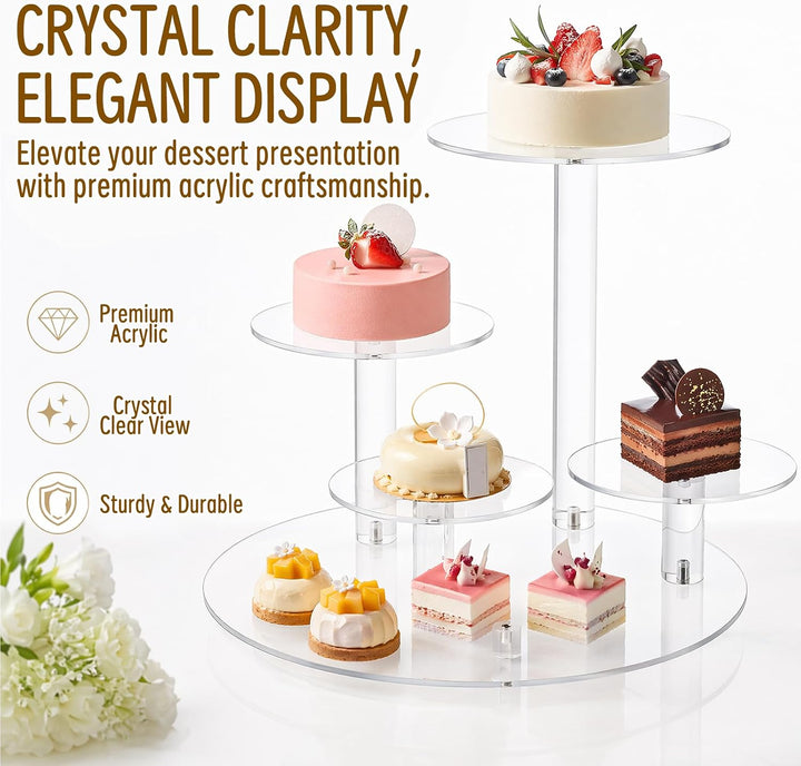 4 Etagen Kuchen und Cupcake Ständer, Acryl Cupcake Ständer, Tortenständer Etagere Kuchenständer, Cle