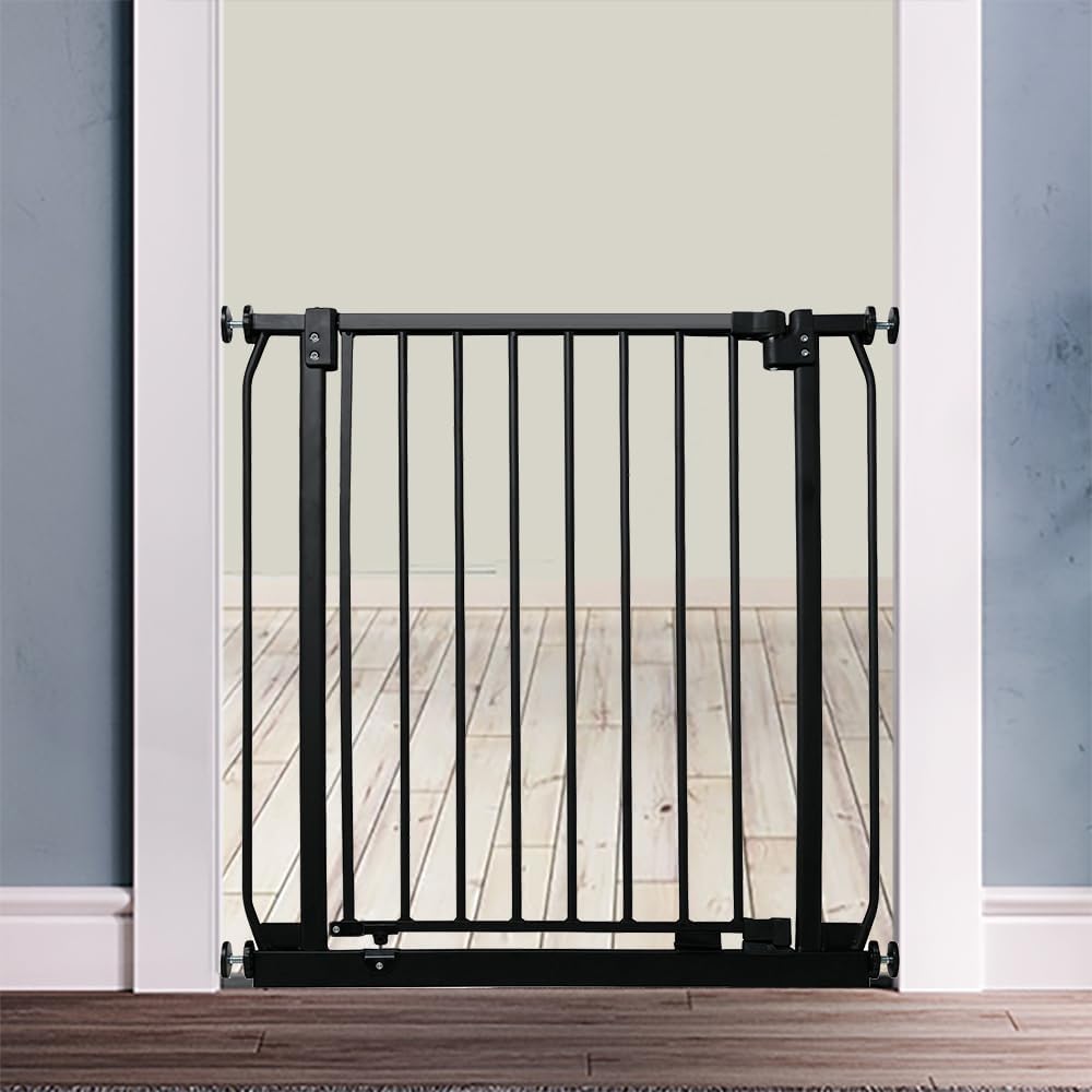Safetots Elite Pressure Treppenschutzgitter Schwarz – Ohne Bohren – Auto-Close & Stay-Open ab 90° –