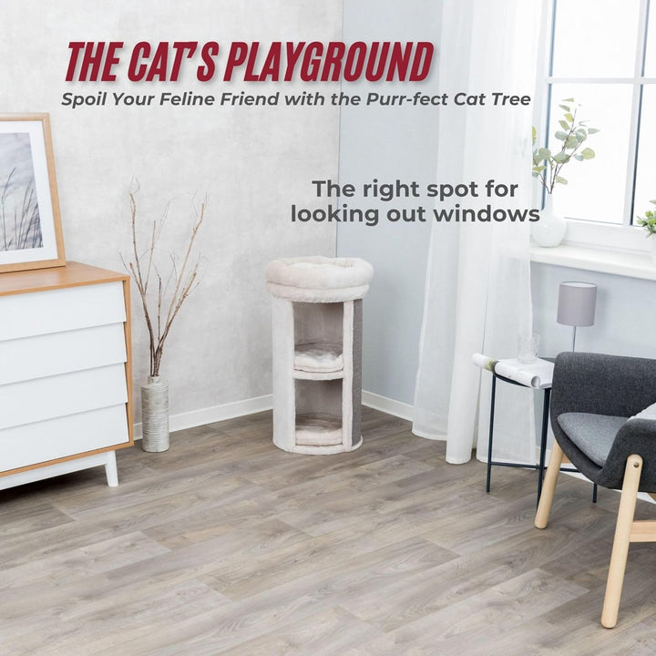 TRIXIE Pet Products Mexia 2-stöckiger Katzenturm, Grau grau 39 x 39 x 73 cm Single, grau 39 x 39 x 7