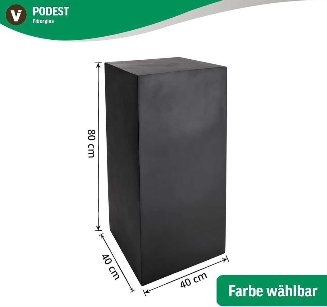 VIVANNO Podest Deko-Säule Stele Blumenständer Fiberglas Anthrazit 40x40x80 40x40x80 cm Anthrazit Mat